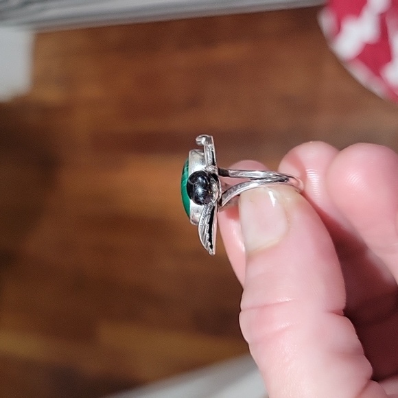 925 silver, Malachite and tahitian opal ring - Picture 7 of 10